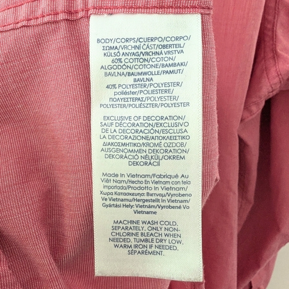 Chaps Men’s Easy Care Long Sleeve Pink Shirt In Size L - Picture 8 of 8